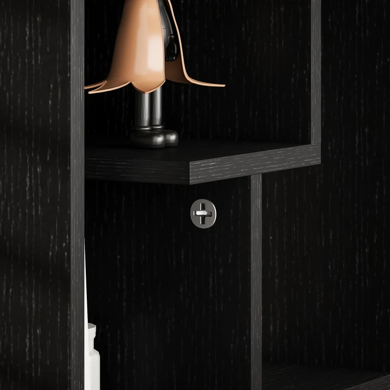 HOMCOM Side Table, 3 Tier End Table with Open Storage Shelves for Living Room, Bedroom, Black