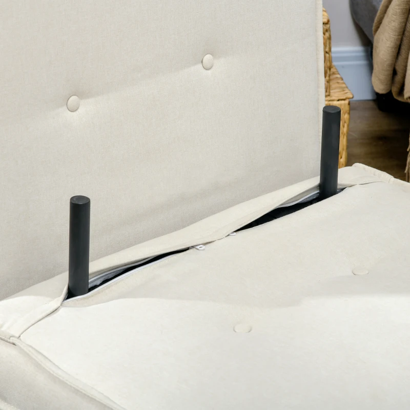 HOMCOM Poltrona Letto 2 in 1 con Schienale Regolabile e Cuscino, in Tessuto Effetto Lino, 72x78x79cm