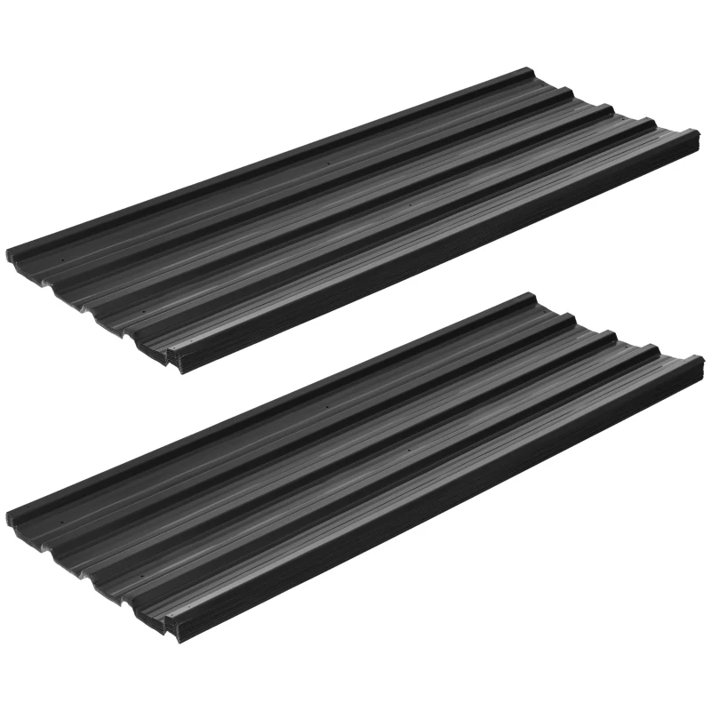 Outsunny Corrugated Roofing Sheets, Pack of 24, Galvanised Metal Roofing Sheets for Greenhouse, Garage, Storage Shed, Carport, 129 x 45cm, Dark Grey