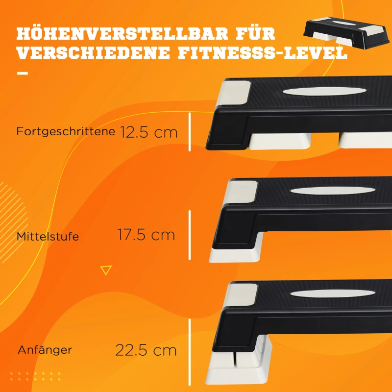 HOMCOM Steppbrett Aerobic Fitness Heimtrainer Stepper 3fach höhenverstellbar