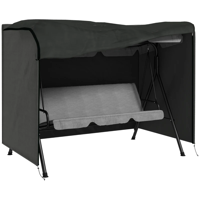 Outsunny Abdeckung für Gartenschaukel, Schutzhülle für Hollywoodschaukel, Abdeckhaube, wasserfest, 205 x 124 x 164 cm, Dunkelgrau(m-10)