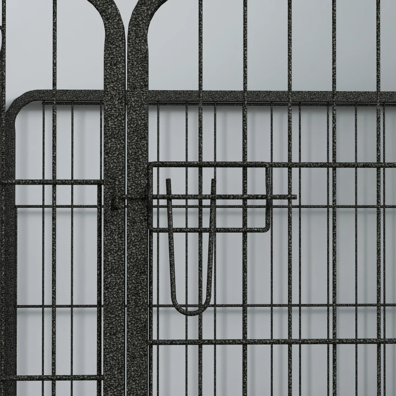 PawHut Recinto per Cani Pieghevole in Metallo, per Interno ed Esterno con Porta e Picchetti, 82x82x60cm Grigio
