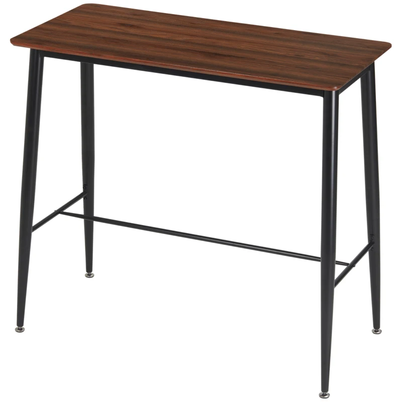 HOMCOM Bancone Bar Stile Industriale per 4 Persone in Legno e Acciaio, 118x58x108cm, Marrone e Nero