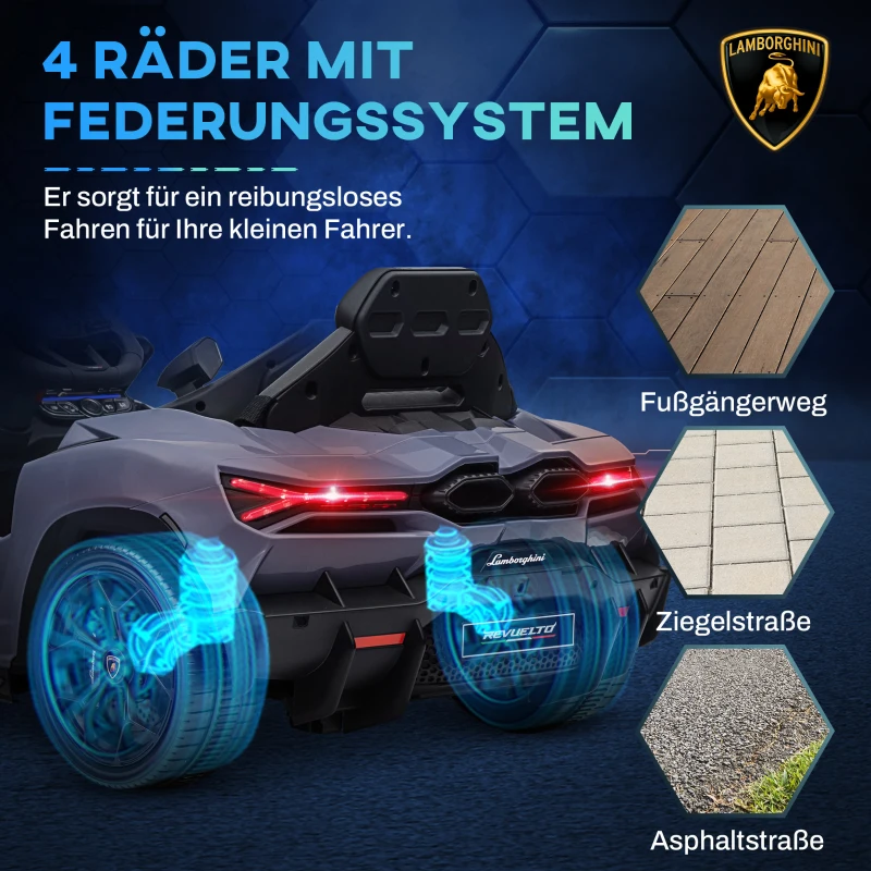 AIYAPLAY Elektroauto für Kinder von 3-5 Jahren, sanfter Antrieb, fernsteuerbar, mit Hupe, Kunststoff und Metall, Grau(m-6)