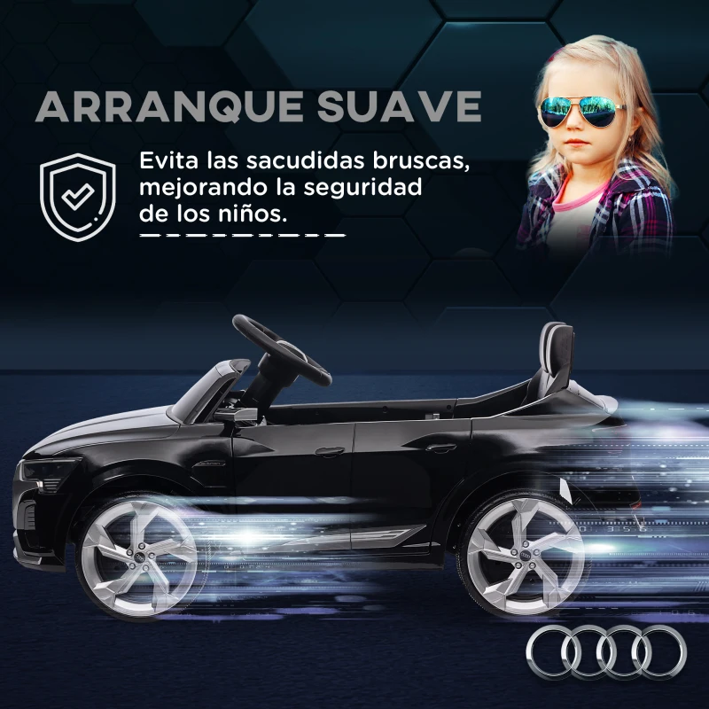 AIYAPLAY Coche Eléctrico para Niños Audi Q8 etron sportback con Batería 12V Mando a Distancia Faros Bocina y Música Negro