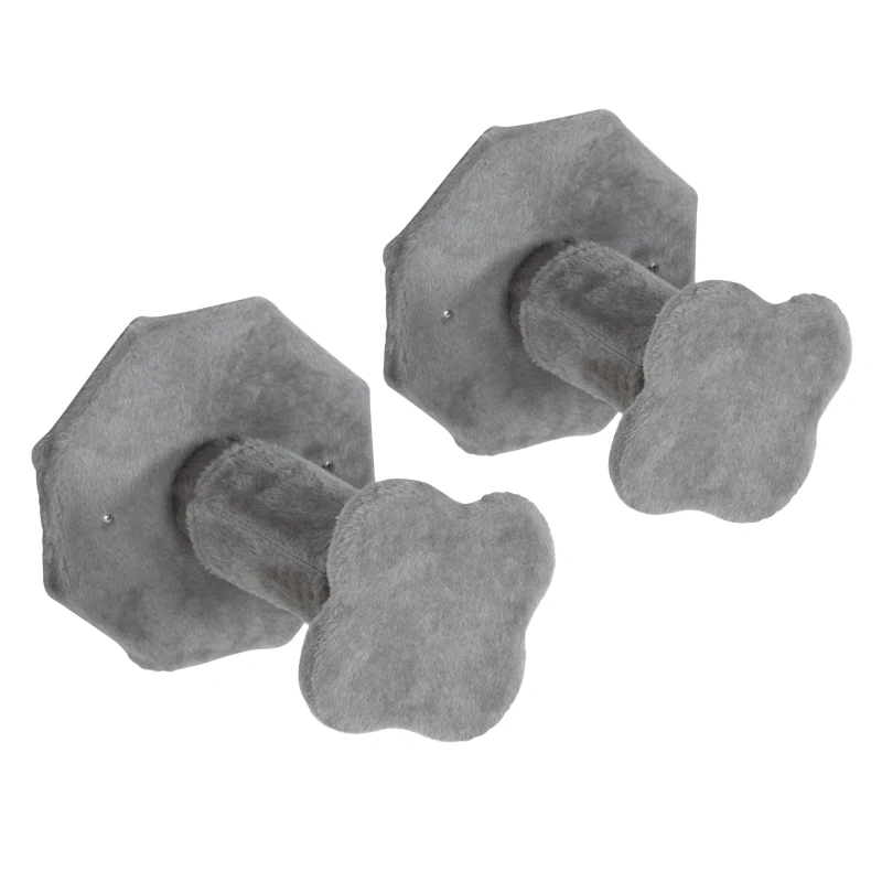 PawHut Katzen Kletterwand, inkl. Katzenhaus, Leitern, Spielball, platzsparend, Hellgrau