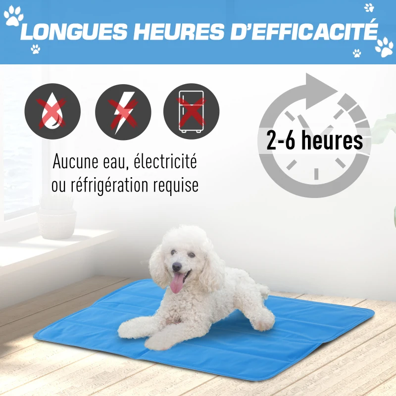 PawHut Tapis rafraichissant chien tapis de refroidissement automatique pour animaux de compagnie gel PVC oxford bleu