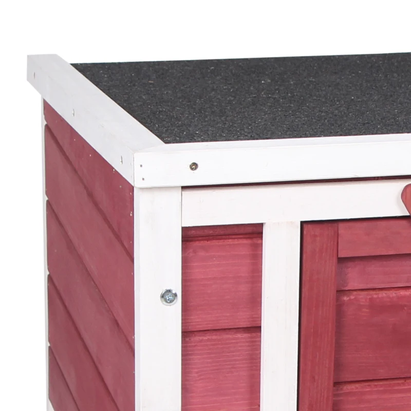 PawHut Conejera de Madera Exterior Jaula Caseta para Roedores Mascotas Pequeñas con Techo Asfáltico Se Puede Abrir y Rampa Antideslizante 42x51x43 cm Rojo
