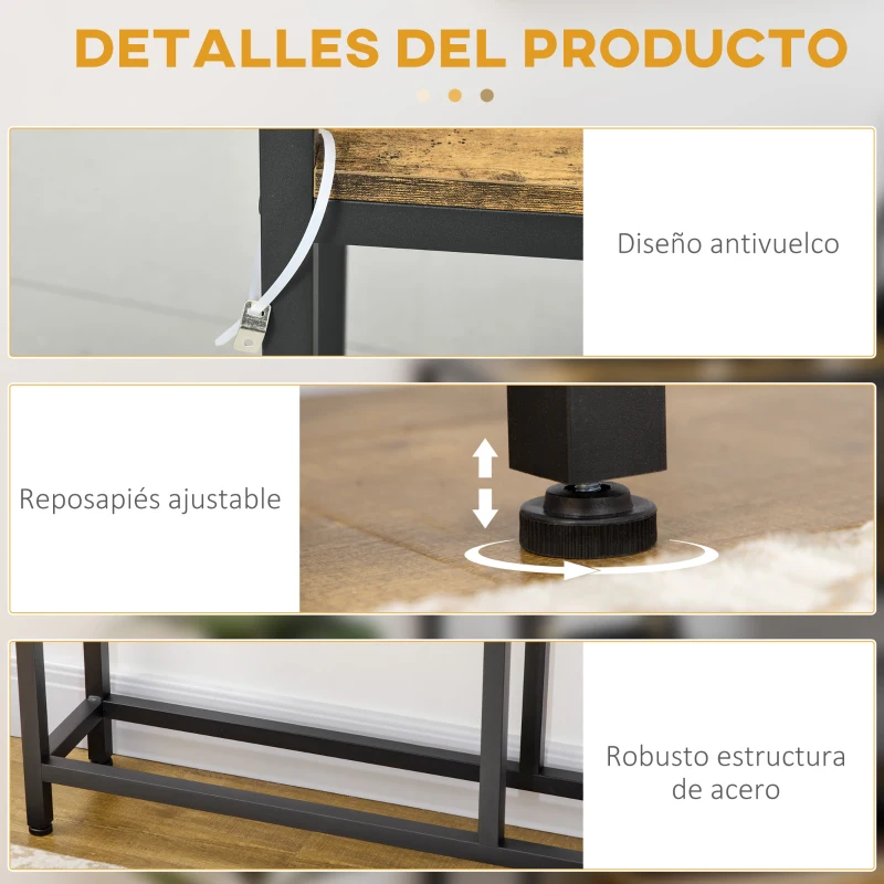 HOMCOM Consola de Recibidor con Estantes Abiertos Antivuelco Mueble de Recibidor para Salón Pasillo 120x23x75 cm Marrón