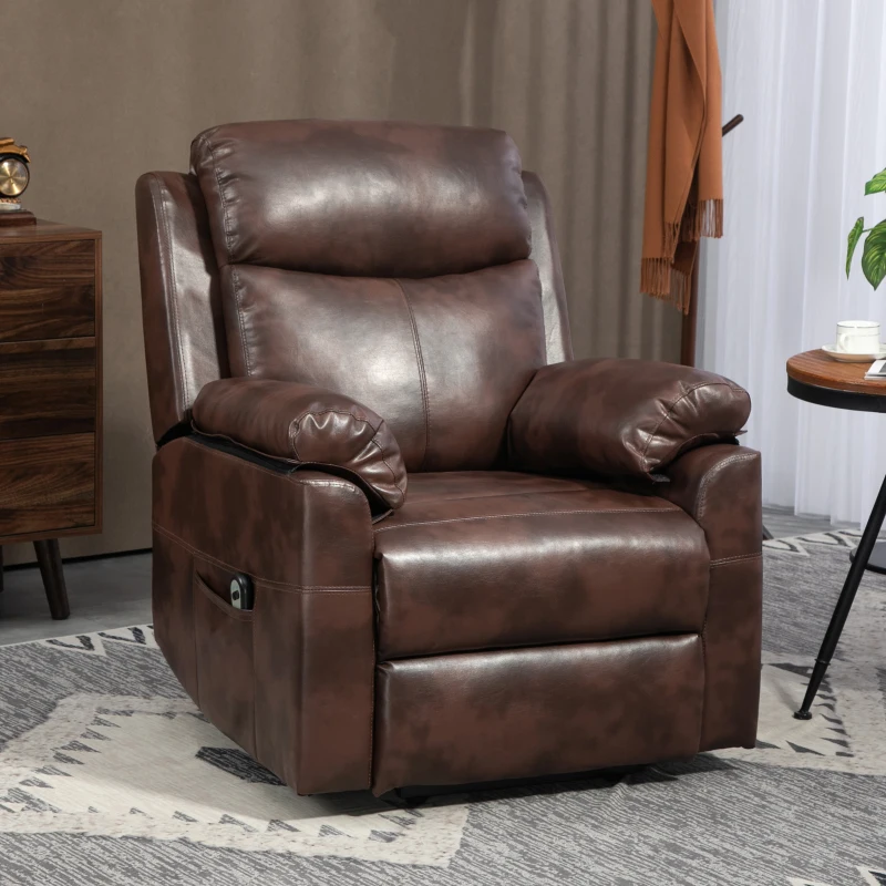 HOMCOM Faux Leather 70° Electric Riser Recliner Chair, Dark Brown