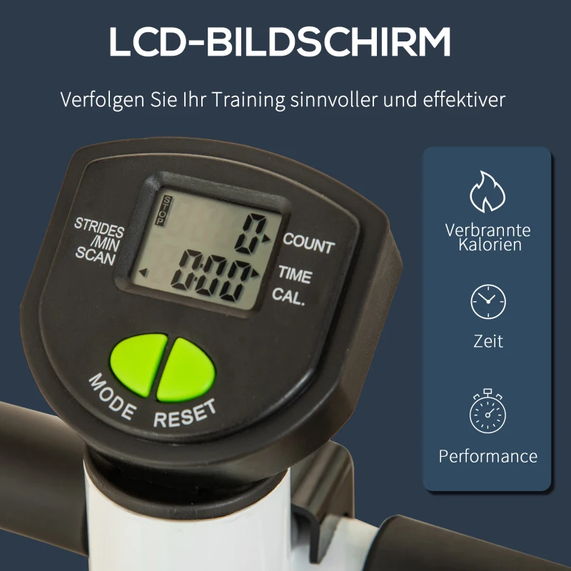 HOMCOM Stepper Fitnessgerät, LCD-Monitor, rutschfeste Pedale, Stahl und ABS, 55x44x108 cm, Grün+Schwarz(m-4)