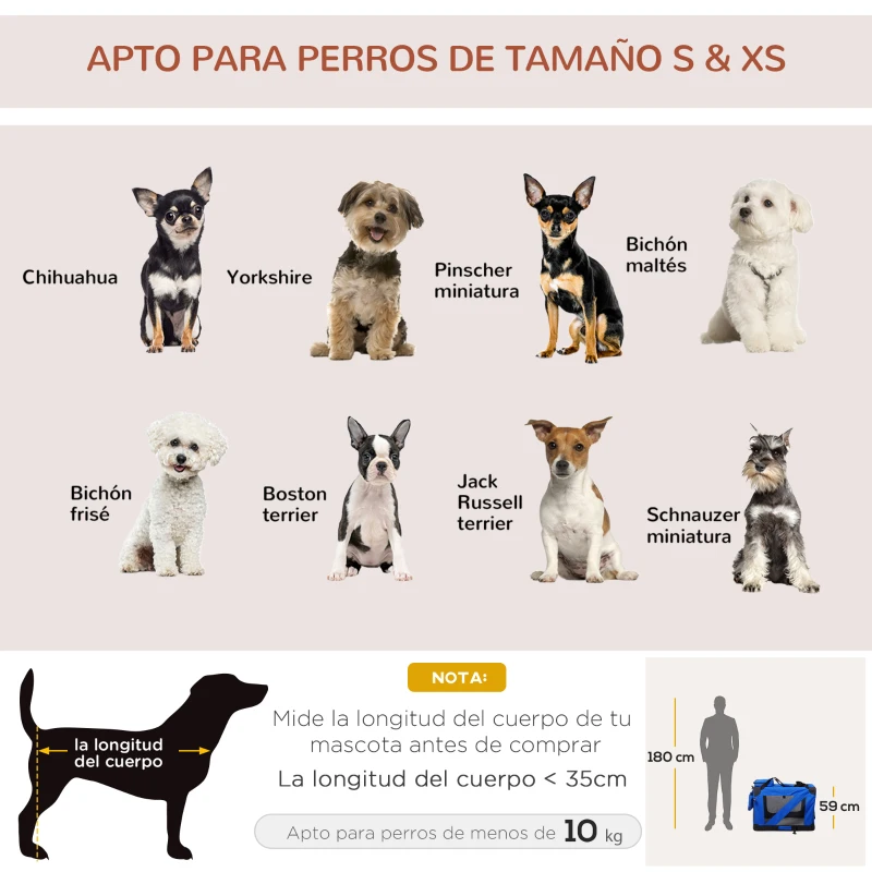 PawHut Transportín para Perros y Gatos Bolsa de Transporte para Mascotas Plegable con Cojín y Ventanas de Malla 60x42x42cm Azul