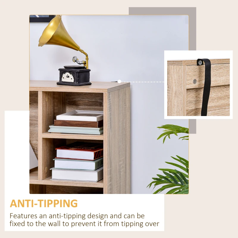 HOMCOM Freestanding Bookshelf Living Room Bookcase Storage Cabinet with 5 Shelves and Door Cupboard for Home Office, Bedroom, Study, Grey