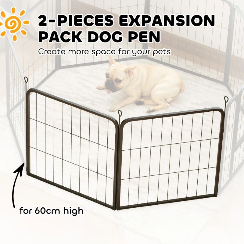 PawHut Two-Piece Dog Pen Expansion Pack for Small Dogs, 60cm Tall Animal Pen with Three Connecting Stakes