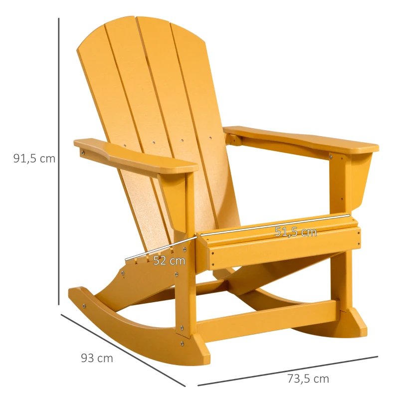 Outsunny Fauteuil à bascule Adirondack rocking chair de jardin en HDPE 73,5 x 93 x 91,5 cm orange