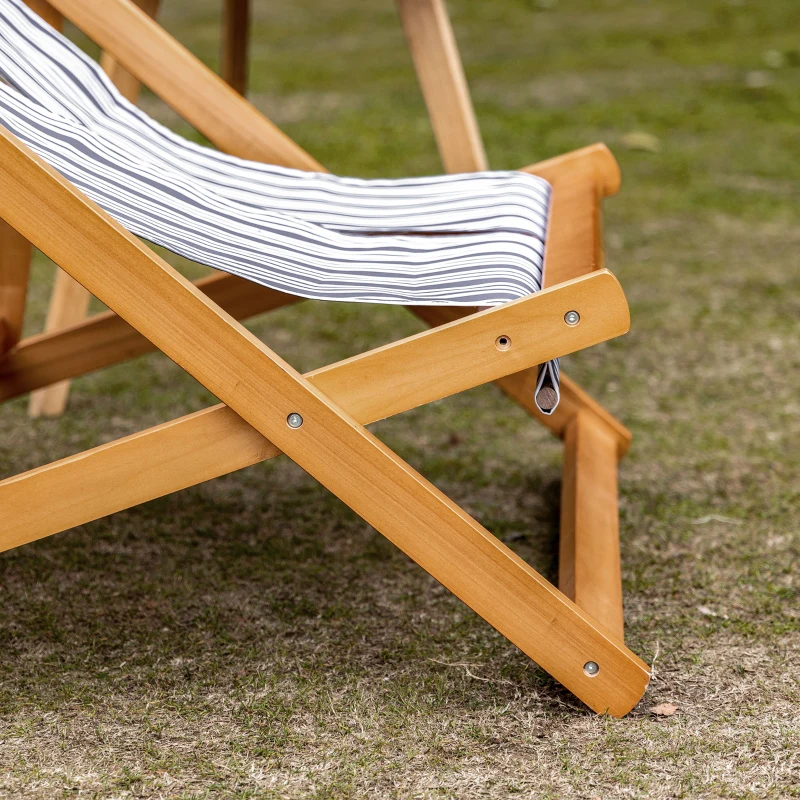 Outsunny Sonnenliege Doppelliege aus Holz Gartenliege Zweisitzer 3-stufig verstellbare Rückenlehne klappbar Loungemöbel Strand Pool bunt 108 x 105 x 85 cm