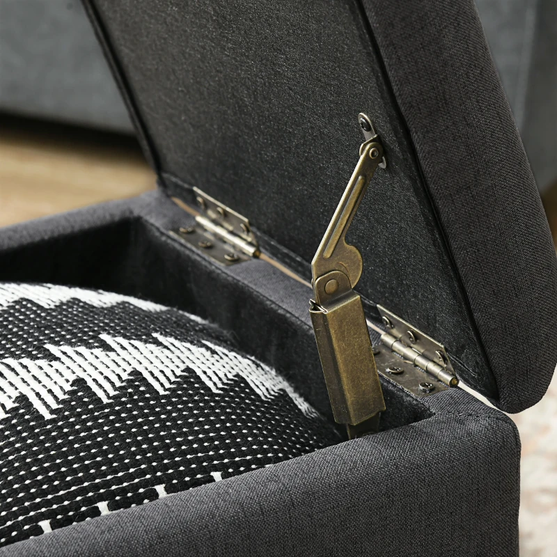 HOMCOM Pouf Contenitore Imbottito in Tessuto Teddy Morbido per Salotto e Camera, 39x39x39cm, Grigio