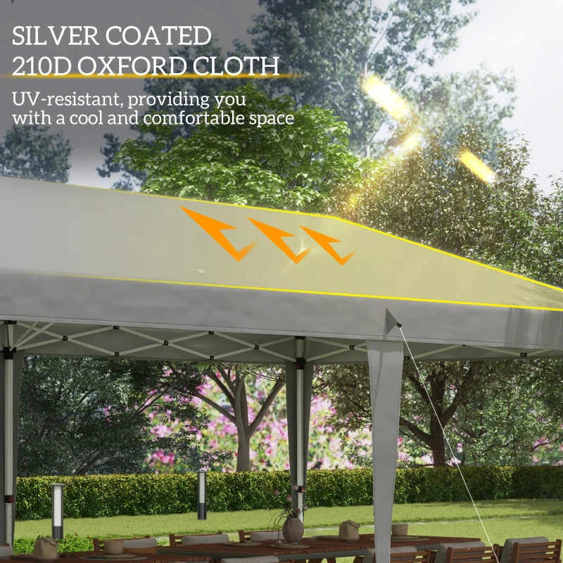 Outsunny Pop Up Gazebo 3 x 6m, Foldable Canopy Tent, Height Adjustable Wedding Awning Canopy w/ Carrying Bag, Grey