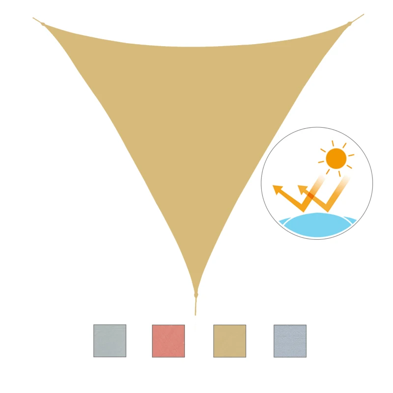Outsunny Toldo Vela Triangular 4x4x4 m Vela de Sombra para Jardín Patio Terraza HDPE Anti UV y Transpirable Color Arena