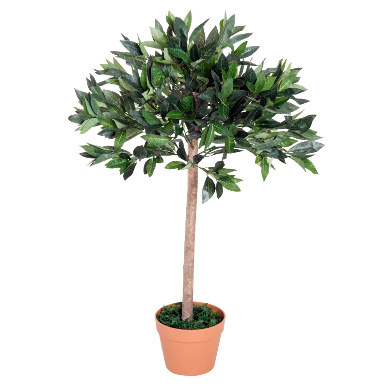 Outsunny Olivo Artificial 90cm con Cañas Naturales Árbol Planta Sintética Decorativa con Maceta Casa Jardín Decoración PE