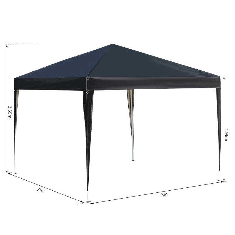 Outsunny Carpa Plegable 3x3m de Jardín Cenador Gazebo para Patio Fiesta Boda Barbacoa con Bolsa