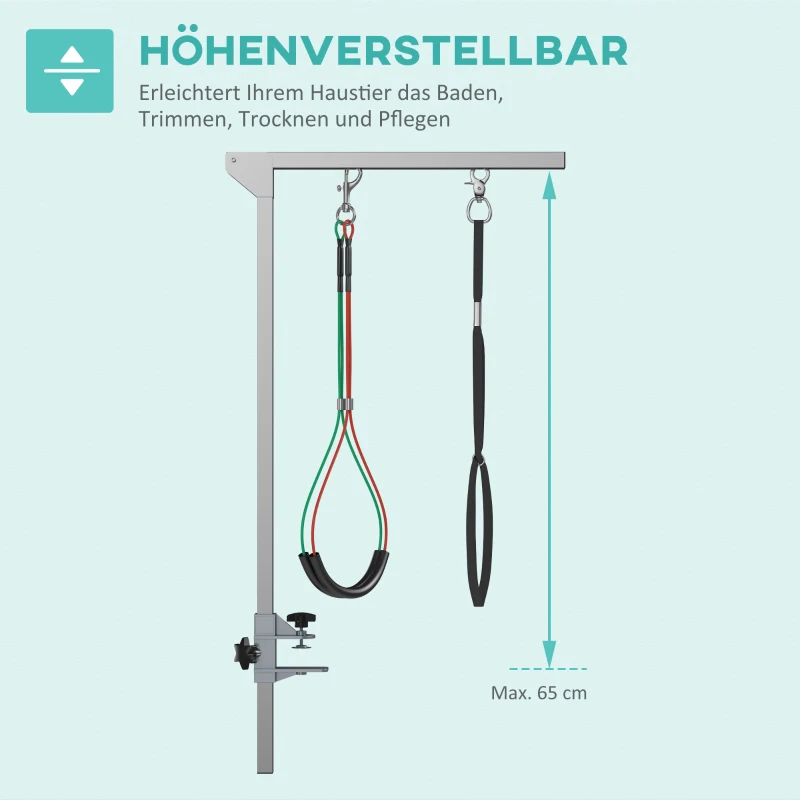 PawHut Haustier Fellpflege Arm, höhenverstellbar, 36  x 8 x 74 cm, Silber