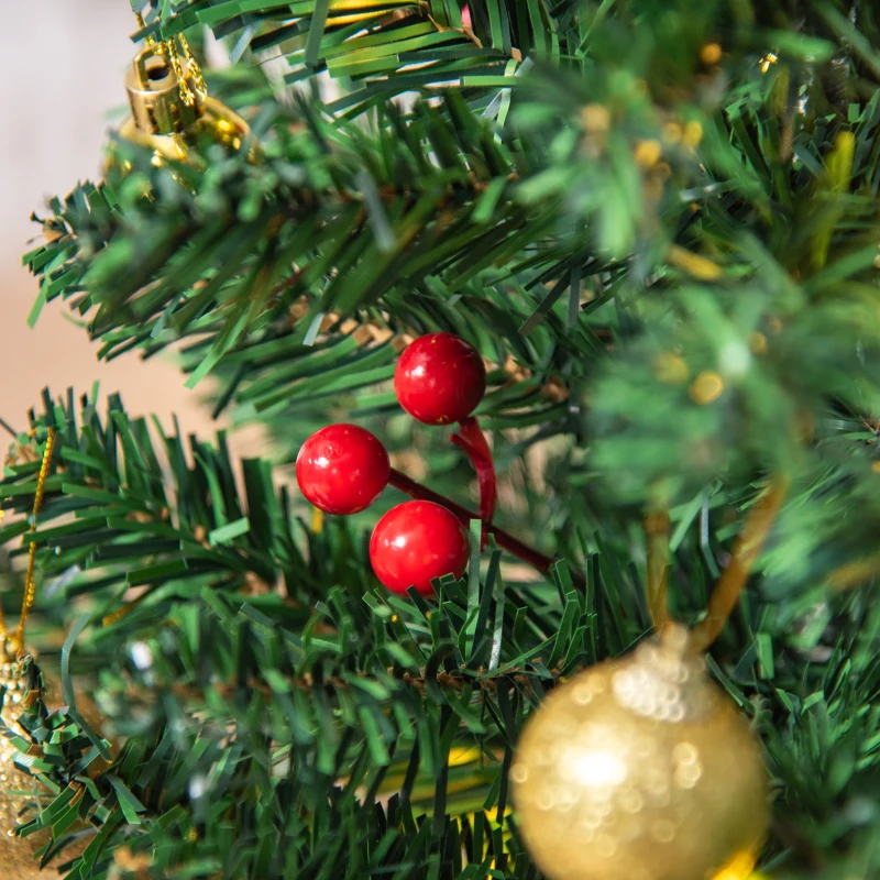 HOMCOM Mini Árbol de Navidad 60cm Artificial Árbol de Pino Decoración Navideña con Soporte Metálico 73 Ramas Verde PVC
