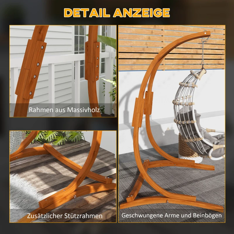 Outsunny Hängemattengestell Hängemattenständer, frei stehend, höhenverstellbar, 119 cm x 120 cm x 202 cm, Braun