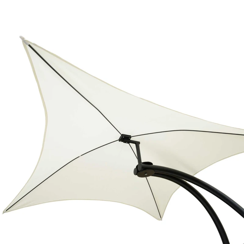 Outsunny Bain de Soleil transat de jardin chaise longue Design Contemporain - Pare-Soleil et Matelas - Acier Polyester - dim. 1,7L x 1,18l x 1,77H m - écru Noir