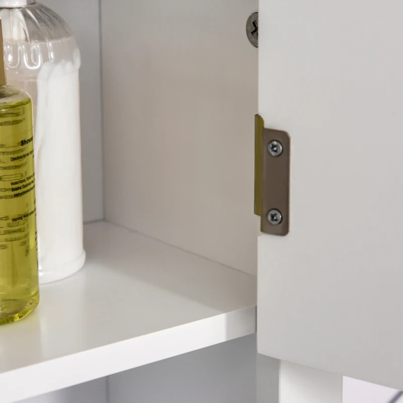 HOMCOM Armoire Haute Murale de Salle de Bain ou WC Placard 2 Portes 2 étagères Niche dim. 60L x 20l x 58H cm MDF Panneaux Particules Blanc
