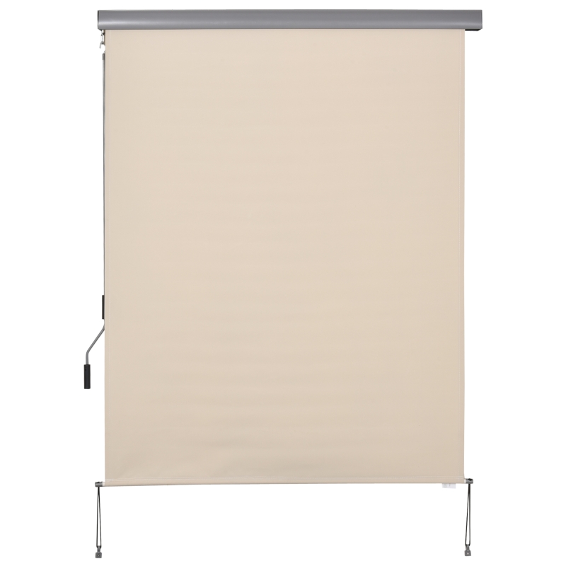 Outsunny Seitenmarkise, Balkonmarkise, wetterbeständig, Federrollenmechanismus, 200 cm x 140 cm, Cremeweiß