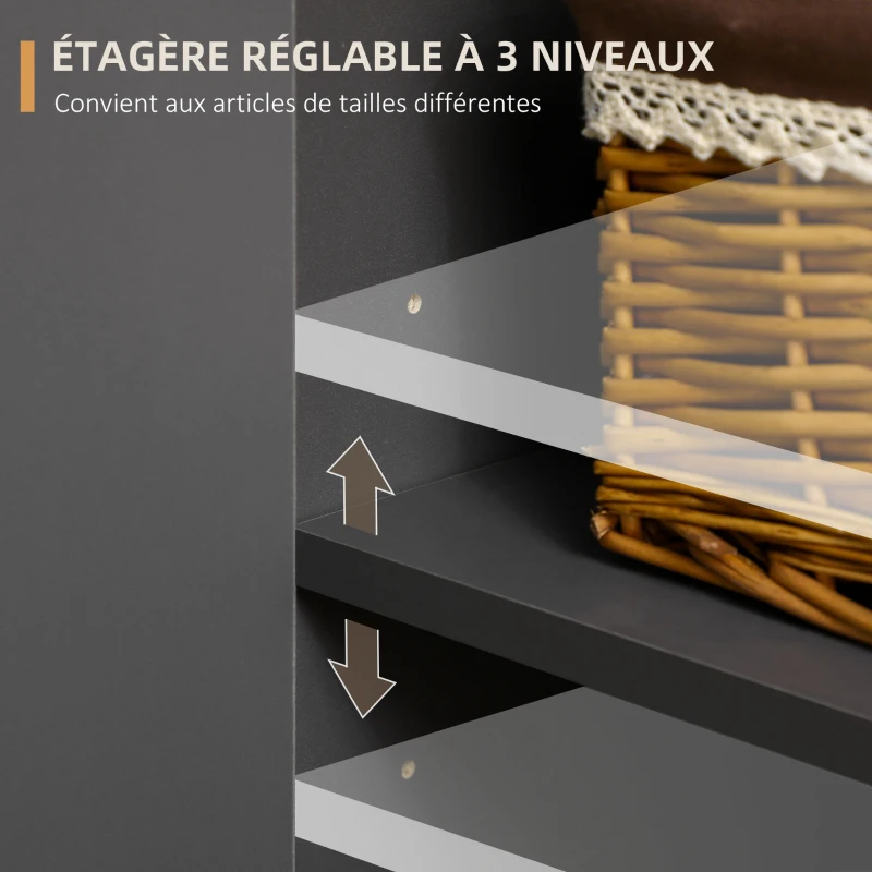 HOMCOM Ensemble de commode 3 tiroirs, buffet et meuble TV - meuble de rangement - banc TV pour télévision jusqu'à 55 pouces