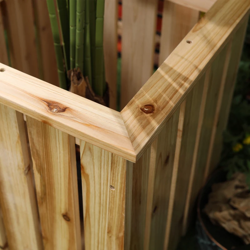 Outsunny 2 Seater Wooden Garden Planter & Bench Combination, Planter Box with Garden Bench for Patio, Park and Deck, 192 x 43 x 50 cm, Natural