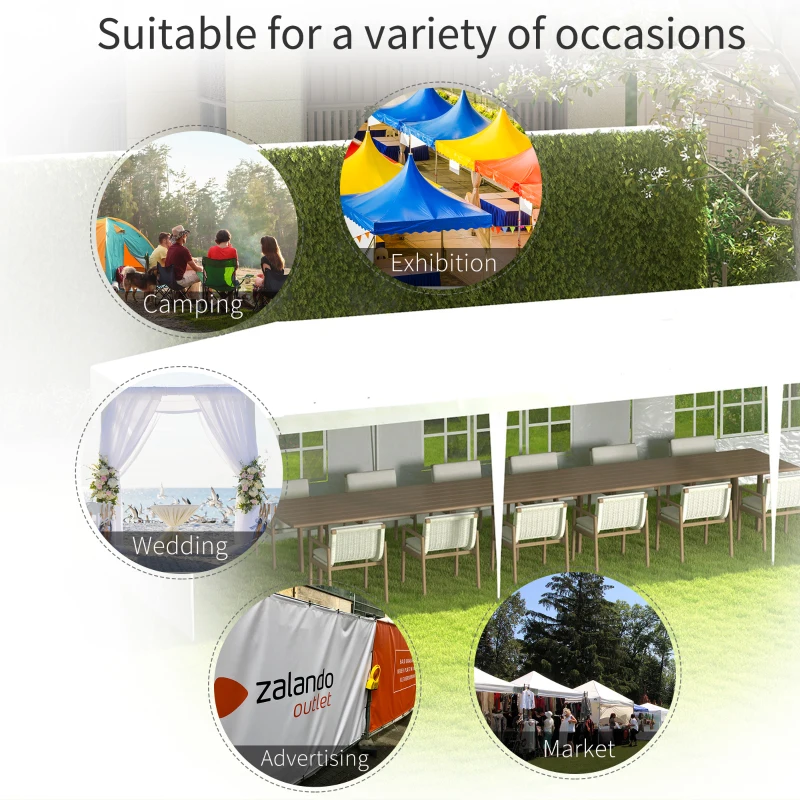 Outsunny Garden Gazebo 9 x 3 Marquee Party Wedding Tent Canopy, White