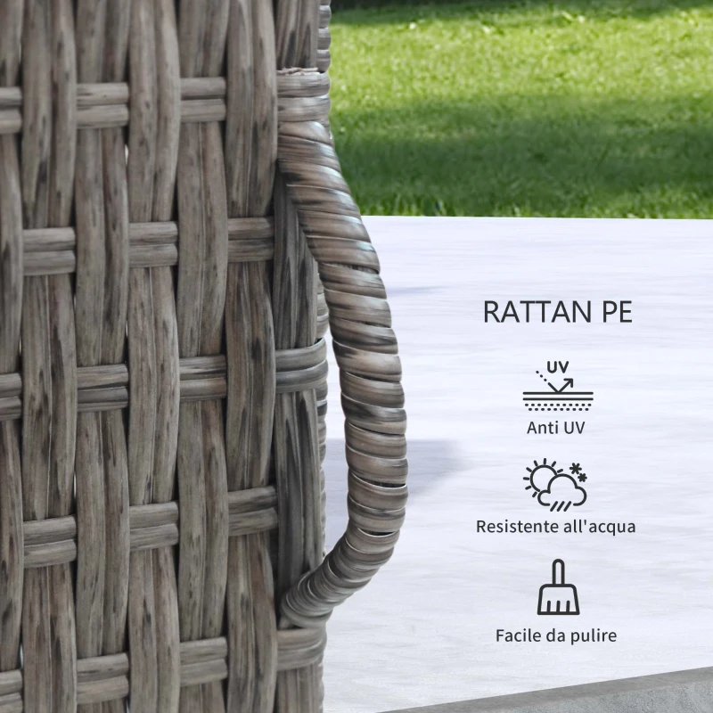 Outsunny Armadio da Giardino in Rattan PE con 2 Vani, 60x63x120cm, Grigio