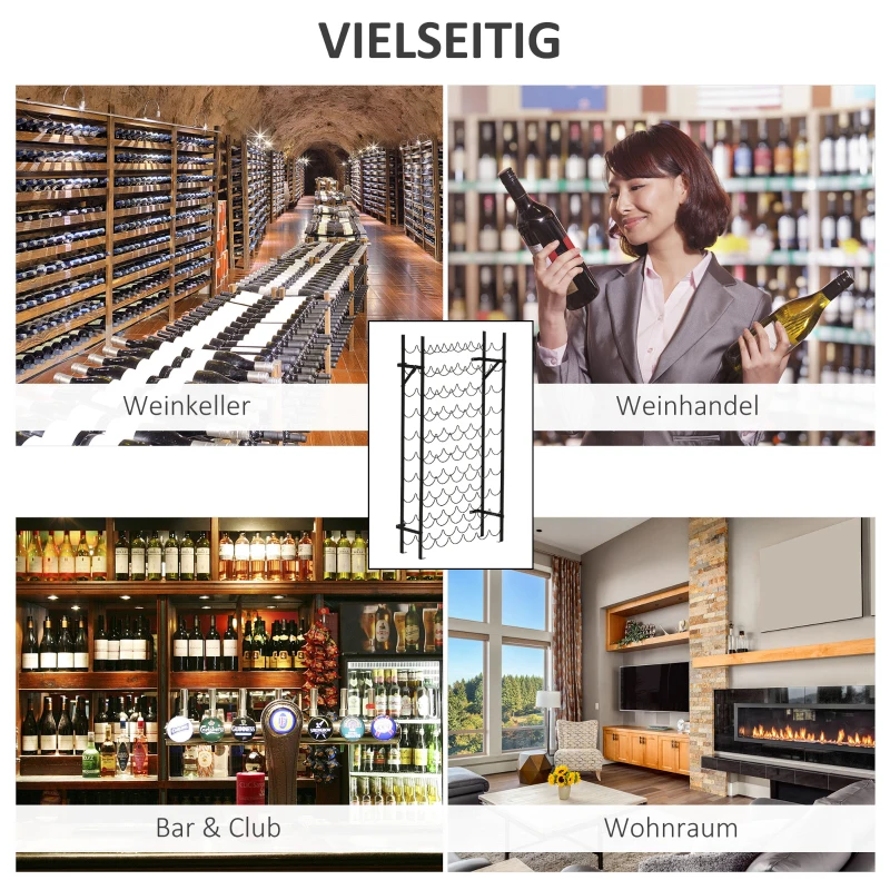 HOMCOM Weinregal Weinständer Flaschenregal 60 Flaschen Wandbefestigung Metall Schwarz