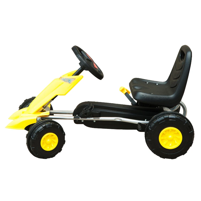 HOMCOM Children Pedal Go Kart Kids Ride On Bike Toy Scooter Manual Racing Rider Yellow