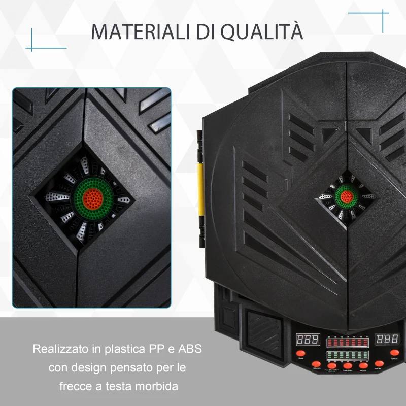 HOMCOM Bersaglio Elettronico Digitale con 12 Freccette per 8 Giocatori, 27 Giochi e 216 Varianti