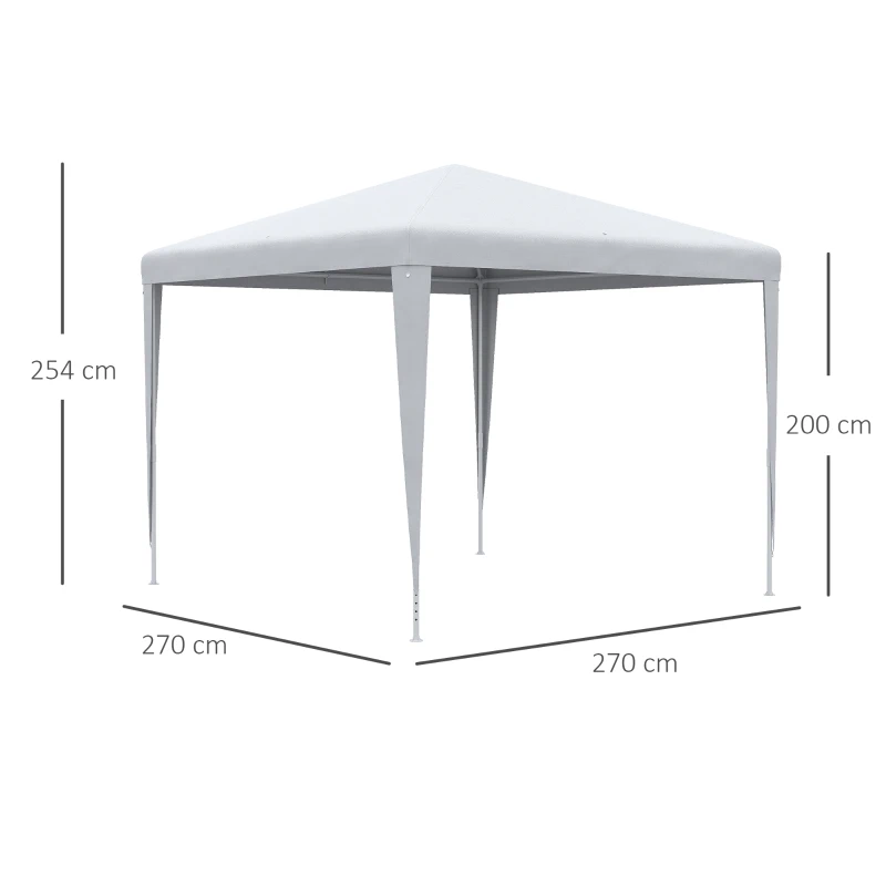 Outsunny Tonnelle 2,7 x 2,7 m Barnum de Jardin métal époxy Toile PE Haute densité Blanc