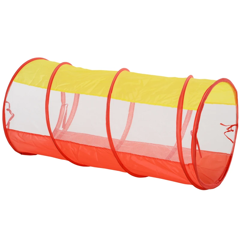 HOMCOM 3 en 1 Casa de Juegos Infantil Tienda de Campaña para Niños Mayores de 3 Años Plegable con 2 Casita Tela Túnel Ventanas de Ventilación 230x70x89 cm Multicolor