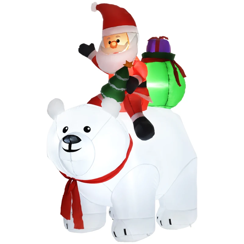 Outsunny 6.6ft Inflatable Santa Riding Polar Bear Decoration