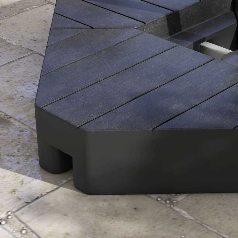 Outsunny Obciążniki do podstaw parasoli, wypełnialne wodą i piaskiem, plastikowe, 80Dł x 80Szer x 13Wys cm, Czarny