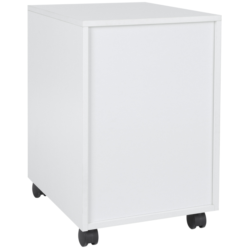 HOMCOM Cajonera de Oficina con Ruedas Mueble Archivador con 3 Cajones Cajonera para Escritorio Estudio 40x50x57,5 cm Blanco