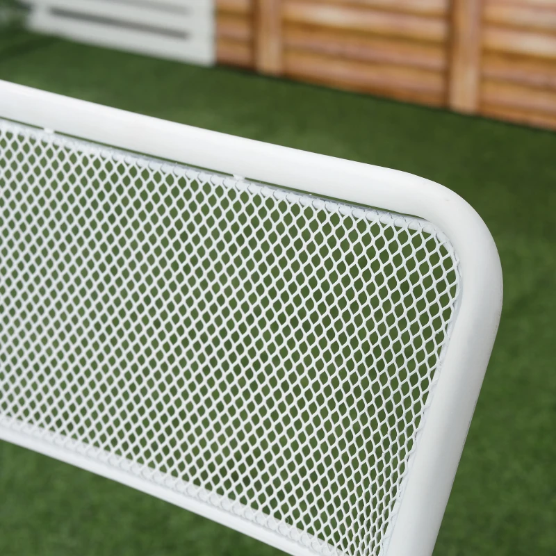 Outsunny Garten Bistro-Set für 2 Personen Gartenset Garnitur 1 Tisch+2 faltbare Stühle für Terrasse Balkon Metall Weiß