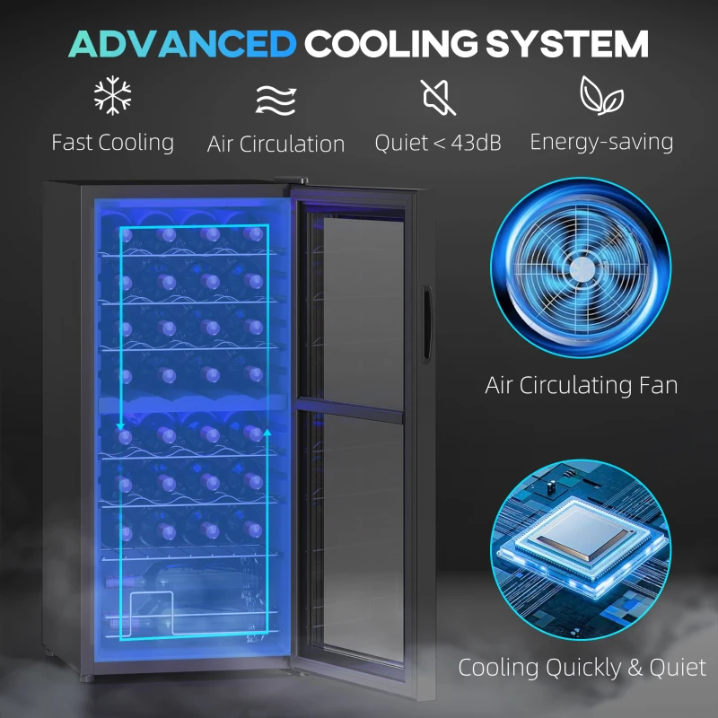 HOMCOM 32 Bottle Dual Zone 5-18℃ Wine Fridge - Black