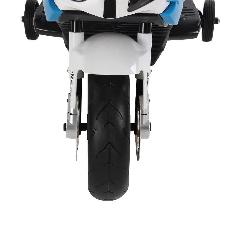 HOMCOM Moto Elettrica BMW per Bambini Batteria 12V Velocità 2.5-5Km/h con Rotelle e Luci 110×47×69cm Nero-blu