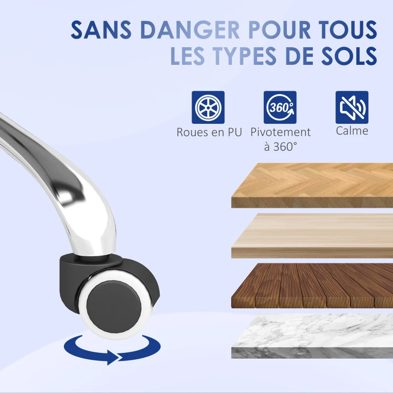 Vinsetto Fauteuil chaise de bureau avec appui-tête réglable soutien lombaire accoudoir roulettes 63 x 66 x 122 cm bleu