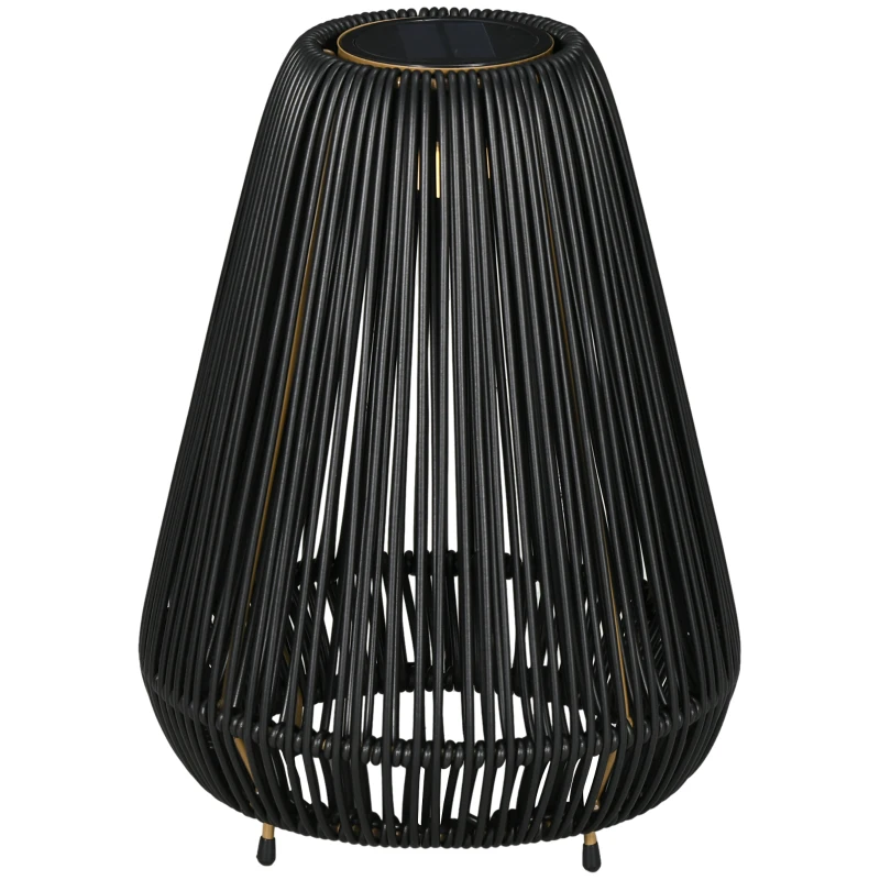 Outsunny Three-Level Solar Powered Rattan Lamp - Black