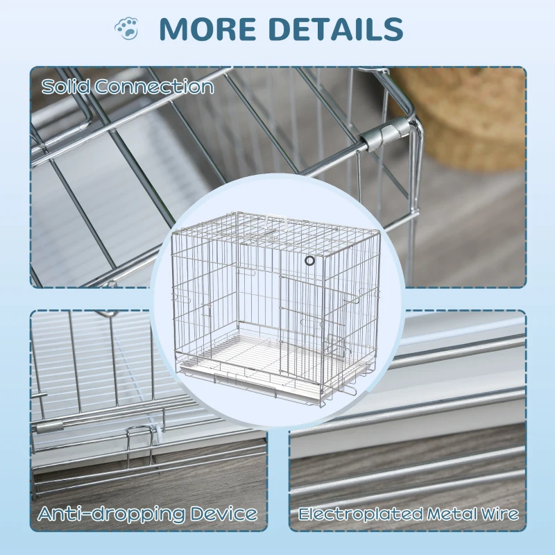 PawHut Cage pour chien pliable en fil métallique avec plateau amovible 1 porte avec serrure 61 x 43 x 50 cm blanc
