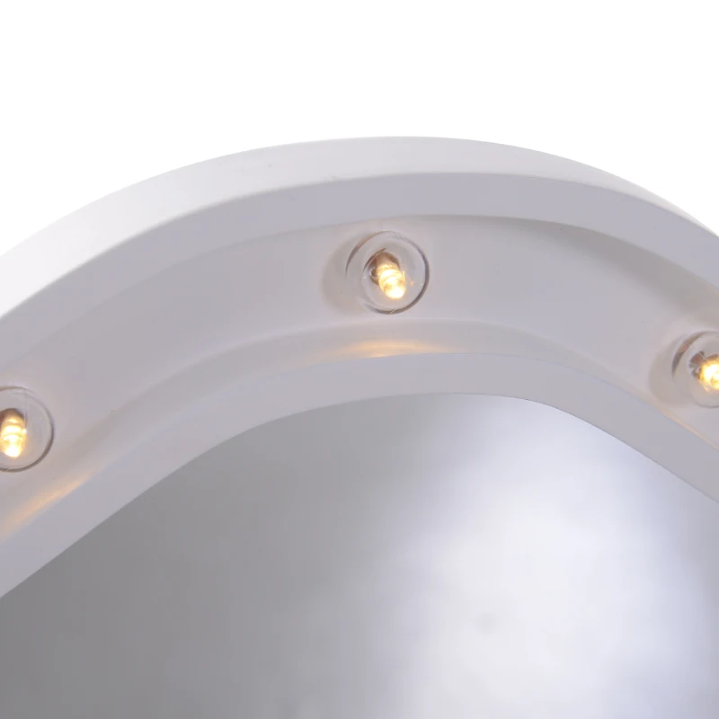 HOMCOM Kosmetikspiegel Schminkspiegel 16 x LED-Beleuchtung freistehend 180° ausklappbar Batteriebetrieben Weiß 3 Spiegel 73 x 53,5 x 4,5 cm